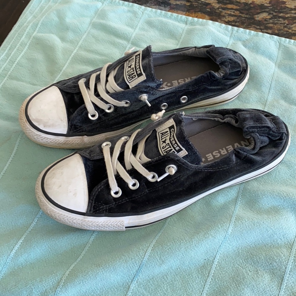 Black Velvet Slip-On Converse